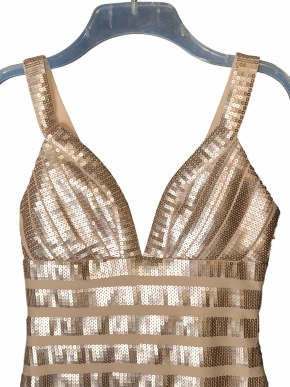 Galen Schwartz PRIVE Sequin V-Neck Dress in Champagne —#125 - Picture 3 of 12